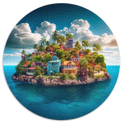 Ferienbucht Puzzle Rund Puzzles 1000 Teile Circular Puzzles 1000pcs (67.5x67.5cm) Für Erwachsene Kinder Stressabbau Spielzeug Familienpuzzle DIY Karton von NAOFEKUID