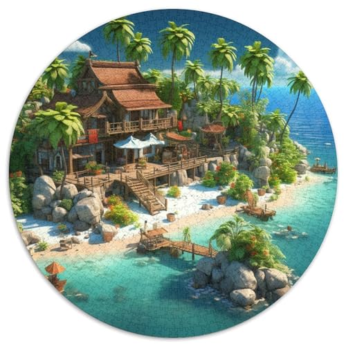 Ferienbucht Puzzle Rund Puzzles 1000 Teile Circular Puzzles 1000pcs (67.5x67.5cm) Für Erwachsene Und Kinder Stressabbau Spielzeug Familienpuzzle DIY Karton von NAOFEKUID