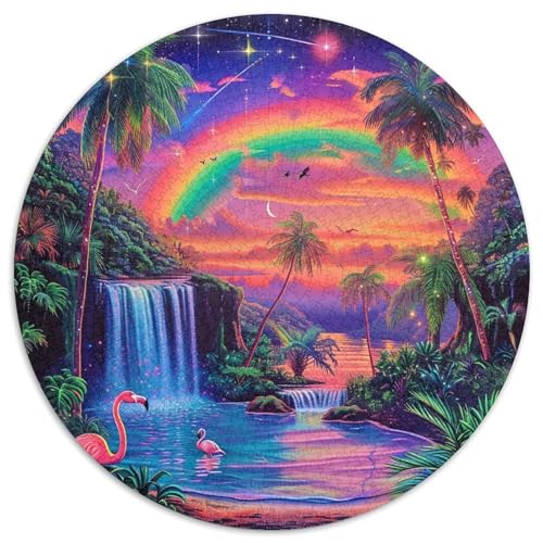 Flamingo Puzzle Rundes Puzzle 1000 Teile Circular Puzzles 1000pcs (67.5x67.5cm) Für Erwachsene Kinder Stressabbau Spielzeug Familienpuzzle DIY Karton von NAOFEKUID