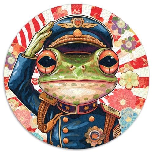 Frosch Gruß Puzzles Rundes Puzzle 1000 Teile Circular Puzzles 1000pcs (67.5x67.5cm) Für Erwachsene Und Kinder Stressabbau Spielzeug Familienpuzzle DIY Karton von NAOFEKUID