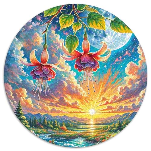 Fuchsien Puzzle Rund Puzzles 1000 Teile Circular Puzzles 1000pcs (67.5x67.5cm) Für Erwachsene Kinder Schöne Landschaft Pflanze Pädagogisches Familienpuzzle DIY Karton von NAOFEKUID