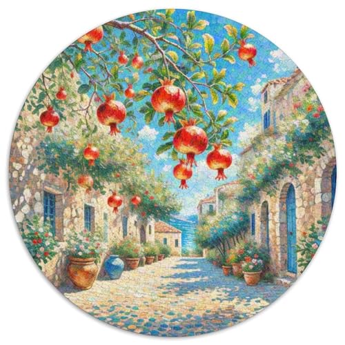 Granatapfelblüte Puzzle Rundes Puzzle 1000 Teile Circular Puzzles 1000pcs (67.5x67.5cm) Für Erwachsene Und Kinder Pädagogisches Kreative DIY Karton von NAOFEKUID