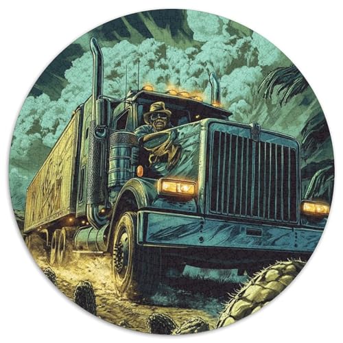 Großer LKW Puzzle Rund Puzzles 1000 Teile Circular Puzzles 1000pcs (67.5x67.5cm) Für Erwachsene Und Kinder Stressabbau Spielzeug Familienpuzzle DIY Karton von NAOFEKUID