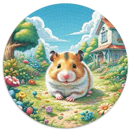 Hamster Puzzles Rundes Puzzle 1000 Teile Circular Puzzles 1000pcs (67.5x67.5cm) Für Erwachsene Und Kinder Tier niedliche Haustiere Stressabbau Spielzeug Familienpuzzle DIY Karton von NAOFEKUID