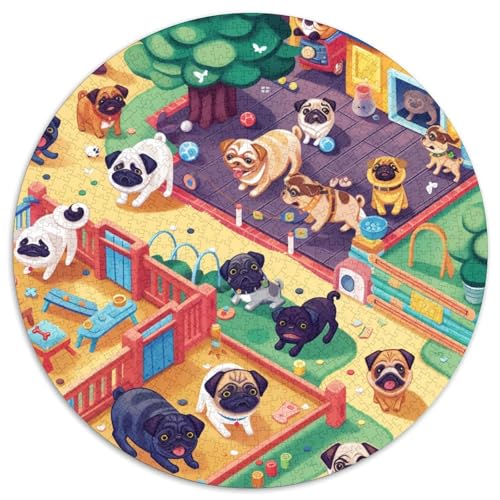 Hund Puzzle Rund Puzzles 1000 Teile Circular Puzzles 1000pcs (67.5x67.5cm) Für Erwachsene Kinder Stressabbau Spielzeug Familienpuzzle DIY Karton von NAOFEKUID