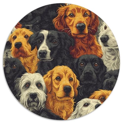 Hund Puzzles Rundes Puzzle 1000 Teile Circular Puzzles 1000pcs (67.5x67.5cm) Für Erwachsene Kinder Stressabbau Spielzeug Kreative DIY Karton von NAOFEKUID