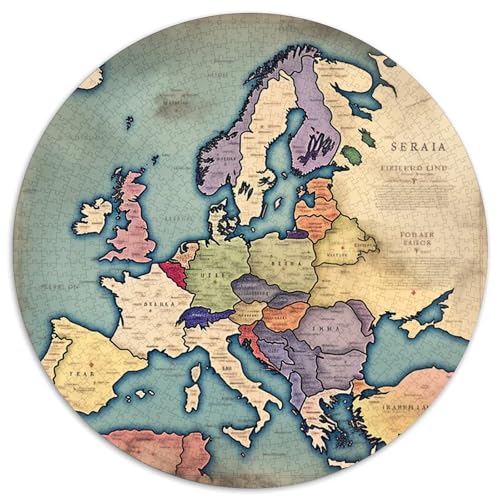 Karte von Europa Puzzle Rundes Puzzle 1000 Teile Circular Puzzles 1000pcs (67.5x67.5cm) Für Erwachsene Kinder Pädagogisches Familienpuzzle DIY Karton von NAOFEKUID