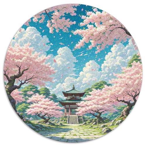 Kirschblüte Puzzles Rundes Puzzle 1000 Teile Circular Puzzles 1000pcs (67.5x67.5cm) Für Erwachsene Und Kinder Pflanze Schöne Landschaft Stressabbau Spielzeug Kreative DIY Karton von NAOFEKUID