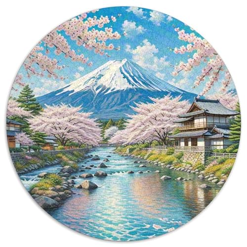 Kirschblüte Puzzles Rundes Puzzle 1000 Teile Circular Puzzles 1000pcs (67.5x67.5cm) Für Erwachsene Und Kinder Stressabbau Spielzeug Familienpuzzle DIY Karton von NAOFEKUID