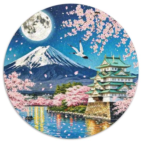 Kirschblüte Puzzles Rundes Puzzle 1000 Teile Circular Puzzles 1000pcs (67.5x67.5cm) Für Erwachsene Und Kinder Stressabbau Spielzeug Kreative DIY Karton von NAOFEKUID