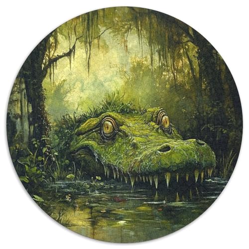 Krokodil Puzzle Rundes Puzzle 1000 Teile Circular Puzzles 1000pcs (67.5x67.5cm) Für Erwachsene Kinder Stressabbau Spielzeug Familienpuzzle DIY Karton von NAOFEKUID