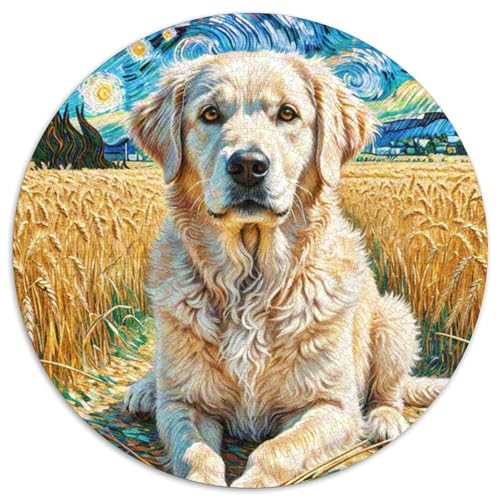Labrador-Retriever-Hund Puzzle Rund Puzzles 1000 Teile Circular Puzzles 1000pcs (67.5x67.5cm) Für Erwachsene Und Kinder Tierschöne Haustiere Stressabbau Spielzeug Familienpuzzle DIY Karton von NAOFEKUID