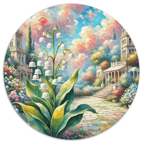 Lilie des Tals Puzzle Rund Puzzles 1000 Teile Circular Puzzles 1000pcs (67.5x67.5cm) Für Erwachsene Und Kinder Schöne Landschaft Pflanze Pädagogisches Kreative DIY Karton von NAOFEKUID