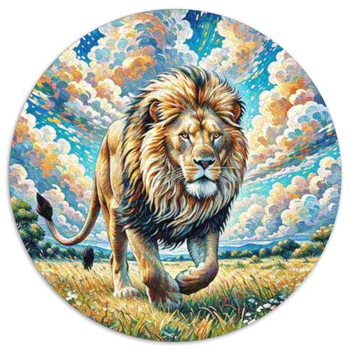 Löwen Puzzle Rund Puzzles 1000 Teile Circular Puzzle 1000pcs (67.5x67.5cm) Für Erwachsene Kinder Tierwelt Pädagogisches Kreative DIY Karton von NAOFEKUID
