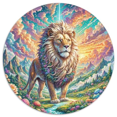 Löwen Puzzle Rund Puzzles 1000 Teile Circular Puzzle 1000pcs (67.5x67.5cm) Für Erwachsene Kinder Tierwelt Stressabbau Spielzeug Kreative DIY Karton von NAOFEKUID