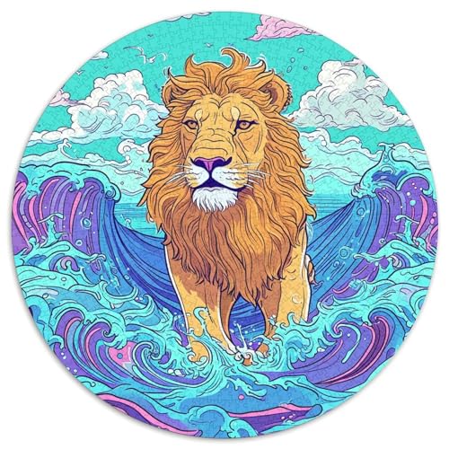 Löwen Puzzle Rund Puzzles 1000 Teile Circular Puzzle 1000pcs (67.5x67.5cm) Für Erwachsene Und Kinder Stressabbau Spielzeug Familienpuzzle DIY Karton von NAOFEKUID