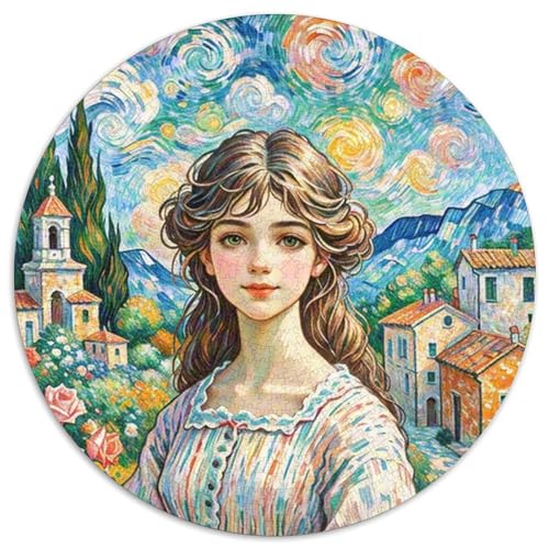 Mädchen Puzzle Rund Puzzles 1000 Teile Circular Puzzle 1000pcs (67.5x67.5cm) Für Erwachsene Kinder Landschaft Schön Pädagogisches Kreative DIY Karton von NAOFEKUID