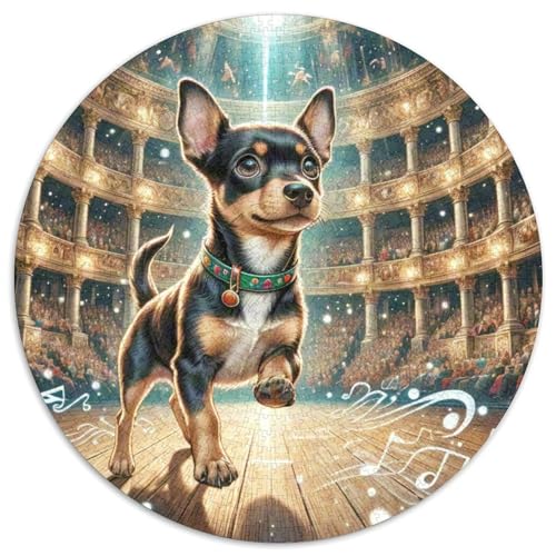 Miniatur Pinscher Puzzle Rund Puzzles 1000 Teile Circular Puzzles 1000pcs (67.5x67.5cm) Für Erwachsene Und Kinder Tier niedliche Haustiere Stressabbau Spielzeug Kreative DIY Karton von NAOFEKUID