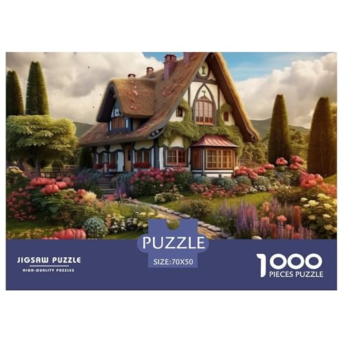 Mountain Village Ferienhaus Puzzle 1000 Teile Puzzle 70x50cm/1000pcs Für Erwachsene Und Kinder Pädagogisches Familienpuzzle DIY Karton von NAOFEKUID