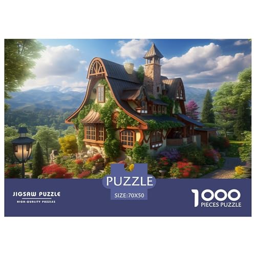 Mountain Village Ferienhaus Puzzle 1000 Teile Puzzles 70x50cm/1000pcs Für Erwachsene Und Kinder Stressabbau Spielzeug Kreative DIY Karton von NAOFEKUID