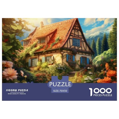 Mountain Village Ferienhaus Puzzles 1000 Teile Puzzles 70x50cm/1000pcs Für Erwachsene Und Kinder Pädagogisches Kreative DIY Karton von NAOFEKUID