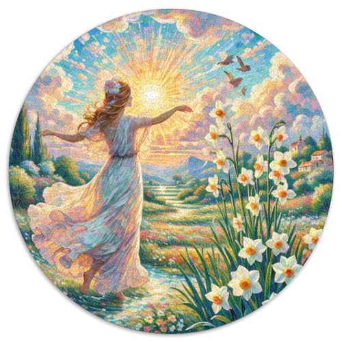 Narziss Puzzle Rund Puzzles 1000 Teile Circular Puzzle 1000pcs (67.5x67.5cm) Für Erwachsene Kinder Schöne Landschaft Pflanze Pädagogisches Familienpuzzle DIY Karton von NAOFEKUID
