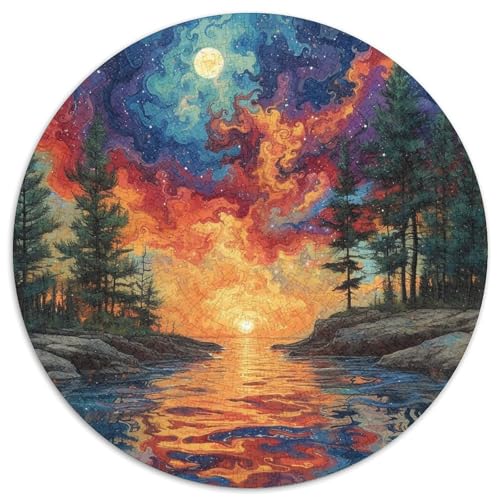 Naturlandschaft Puzzles Rundes Puzzle 1000 Teile Circular Puzzle 1000pcs (67.5x67.5cm) Für Erwachsene Kinder Stressabbau Spielzeug Kreative DIY Karton von NAOFEKUID