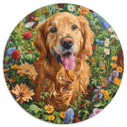 Niedlicher Hund Puzzle Rund Puzzles 1000 Teile Circular Puzzle 1000pcs (67.5x67.5cm) Für Erwachsene Kinder Pädagogisches Familienpuzzle DIY Karton von NAOFEKUID