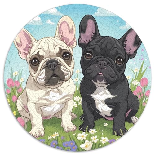 Niedlicher Hund Puzzles Rundes Puzzle 1000 Teile Circular Puzzle 1000pcs (67.5x67.5cm) Für Erwachsene Kinder Stressabbau Spielzeug Familienpuzzle DIY Karton von NAOFEKUID