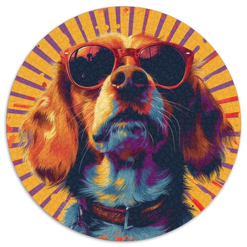 Niedlicher Hund Puzzles Rundes Puzzle 1000 Teile Circular Puzzle 1000pcs (67.5x67.5cm) Für Erwachsene Kinder Stressabbau Spielzeug Familienpuzzle DIY Karton von NAOFEKUID