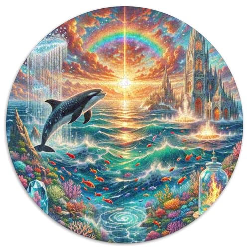 Orca Puzzle Rundes Puzzle 1000 Teile Circular Puzzles 1000pcs (67.5x67.5cm) Für Erwachsene Kinder Tierwelt Stressabbau Spielzeug Familienpuzzle DIY Karton von NAOFEKUID