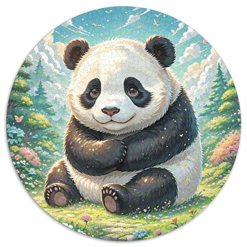 Panda Puzzle Rund Puzzles 1000 Teile Circular Puzzle 1000pcs (67.5x67.5cm) Für Erwachsene Und Kinder Tierwelt Stressabbau Spielzeug Familienpuzzle DIY Karton von NAOFEKUID