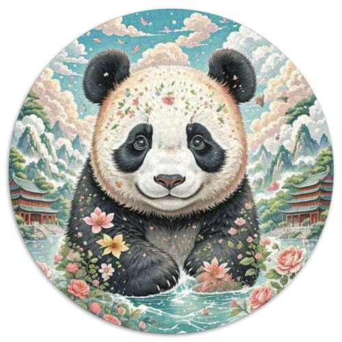 Panda Puzzle Rund Puzzles 1000 Teile Circular Puzzles 1000pcs (67.5x67.5cm) Für Erwachsene Kinder Tierwelt Stressabbau Spielzeug Kreative DIY Karton von NAOFEKUID
