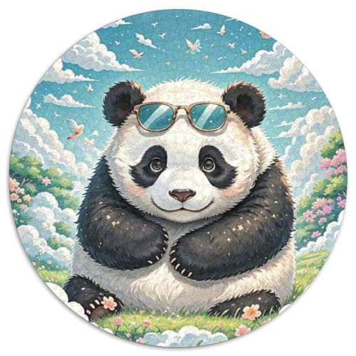 Panda Puzzle Rund Puzzles 1000 Teile Circular Puzzles 1000pcs (67.5x67.5cm) Für Erwachsene Und Kinder Tierwelt Stressabbau Spielzeug Familienpuzzle DIY Karton von NAOFEKUID