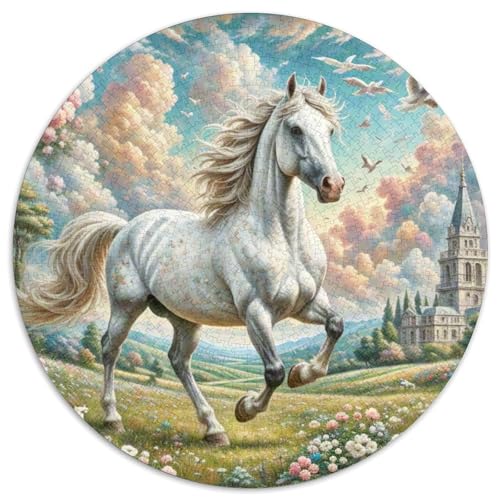 Pferd Puzzle Rund Puzzles 1000 Teile Circular Puzzle 1000pcs (67.5x67.5cm) Für Erwachsene Und Kinder Tierwelt Stressabbau Spielzeug Kreative DIY Karton von NAOFEKUID