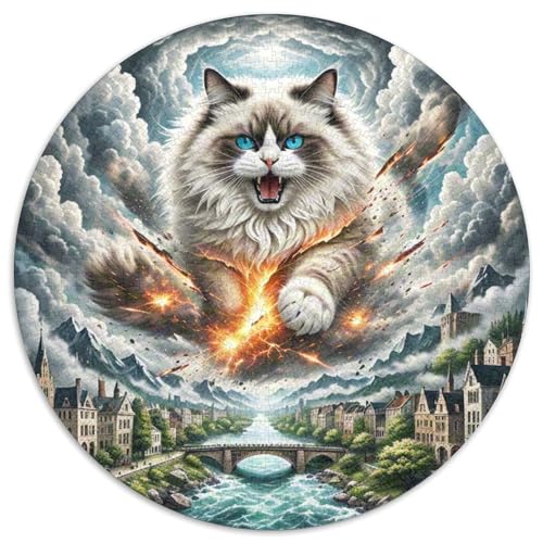 Ragdoll Puzzles Rundes Puzzle 1000 Teile Circular Puzzles 1000pcs (67.5x67.5cm) Für Erwachsene Kinder Tier niedliche Haustiere Pädagogisches Familienpuzzle DIY Karton von NAOFEKUID