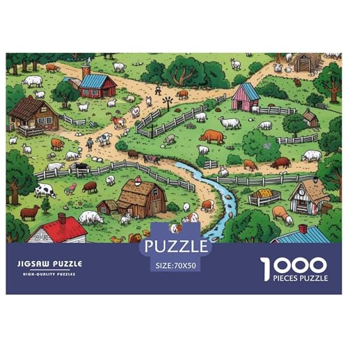 Ranchen Puzzle 1000 Teile Puzzle 70x50cm/1000pcs Für Erwachsene Kinder Stressabbau Spielzeug Familienpuzzle DIY Karton von NAOFEKUID