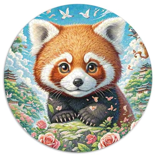 Roter Panda Puzzle Rund Puzzles 1000 Teile Circular Puzzles 1000pcs (67.5x67.5cm) Für Erwachsene Kinder Tierwelt Stressabbau Spielzeug Familienpuzzle DIY Karton von NAOFEKUID