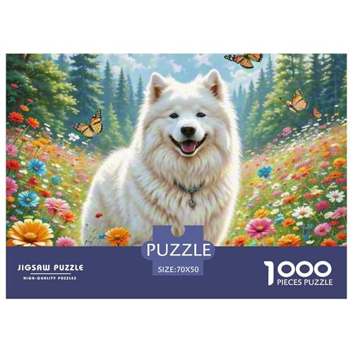 Samojed ‌ Dog Puzzle 1000 Teile Puzzle 70x50cm/1000pcs Für Erwachsene Kinder Tier niedliche Haustiere Stressabbau Spielzeug Kreative DIY Karton von NAOFEKUID