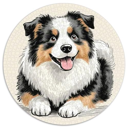 Schäferhund Puzzles Rundes Puzzle 1000 Teile Circular Puzzles 1000pcs (67.5x67.5cm) Für Erwachsene Kinder Tierschöne Haustiere Stressabbau Spielzeug Kreative DIY Karton von NAOFEKUID
