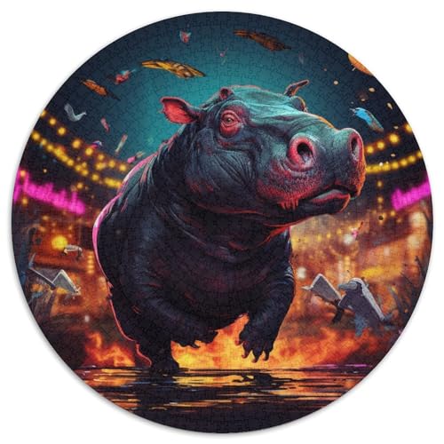 Schöner Hippo Puzzle Rund Puzzles 1000 Teile Circular Puzzles 1000pcs (67.5x67.5cm) Für Erwachsene Kinder Stressabbau Spielzeug Kreative DIY Karton von NAOFEKUID