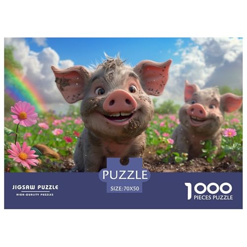 Schwein Puzzles 1000 Teile Puzzles 70x50cm/1000pcs Für Erwachsene Kinder Stressabbau Spielzeug Kreative DIY Karton von NAOFEKUID