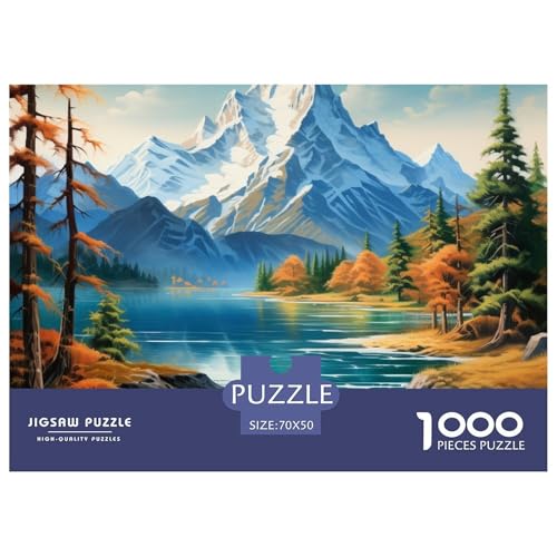 Seen and Snowy Mountains Puzzle 1000 Teile Puzzles 70x50cm/1000pcs Für Erwachsene Und Kinder Stressabbau Spielzeug Familienpuzzle DIY Karton von NAOFEKUID