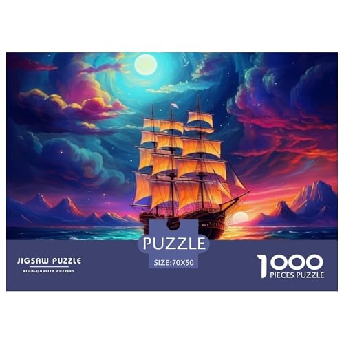 Segelboot Puzzle 1000 Teile Puzzle 70x50cm/1000pcs Für Erwachsene Kinder Stressabbau Spielzeug Familienpuzzle DIY Karton von NAOFEKUID