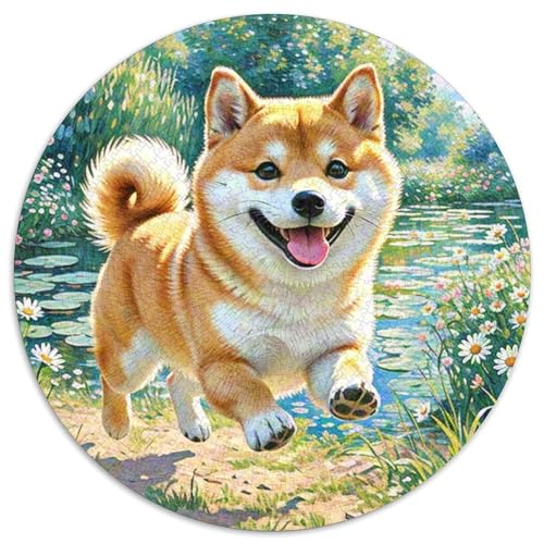 Shiba Inu Hunde Puzzles Rundes Puzzle 1000 Teile Circular Puzzle 1000pcs (67.5x67.5cm) Für Erwachsene Und Kinder Tierschöne Haustiere Stressabbau Spielzeug Kreative DIY Karton von NAOFEKUID