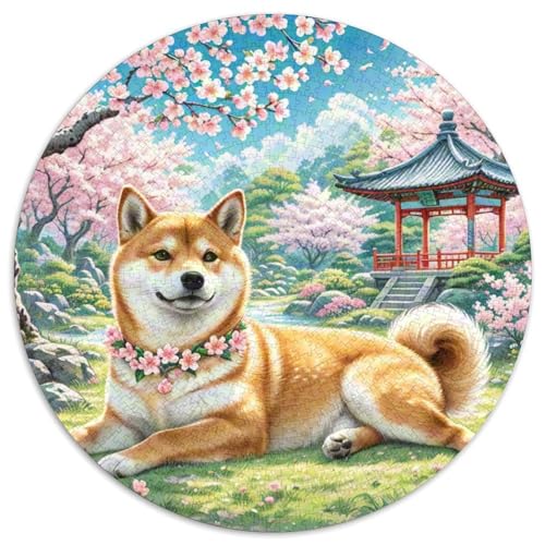 Shiba Inu Puzzle Rund Puzzles 1000 Teile Circular Puzzle 1000pcs (67.5x67.5cm) Für Erwachsene Und Kinder Tier niedliche Haustiere Pädagogisches Kreative DIY Karton von NAOFEKUID
