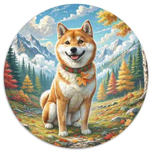 Shiba Inu Puzzles Rundes Puzzle 1000 Teile Circular Puzzle 1000pcs (67.5x67.5cm) Für Erwachsene Und Kinder Tier niedliche Haustiere Stressabbau Spielzeug Kreative DIY Karton von NAOFEKUID