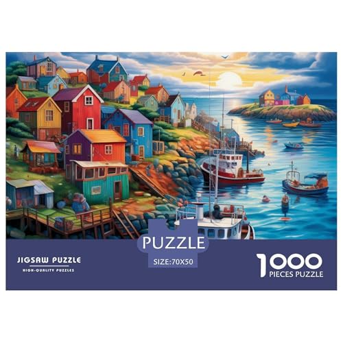 Sonnenuntergang über dem Hafen Puzzles 1000 Teile Puzzles 70x50cm/1000pcs Für Erwachsene Und Kinder Stressabbau Spielzeug Kreative DIY Karton von NAOFEKUID