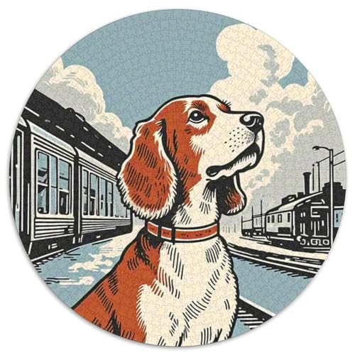 Springer Spaniel Hund Puzzle Rund Puzzles 1000 Teile Circular Puzzle 1000pcs (67.5x67.5cm) Für Erwachsene Und Kinder Tierschöne Haustiere Stressabbau Spielzeug Kreative DIY Karton von NAOFEKUID
