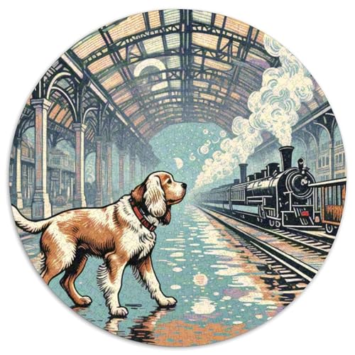 Springer Spaniel Hund Puzzles Rundes Puzzle 1000 Teile Circular Puzzles 1000pcs (67.5x67.5cm) Für Erwachsene Kinder Tierschöne Haustiere Stressabbau Spielzeug Kreative DIY Karton von NAOFEKUID